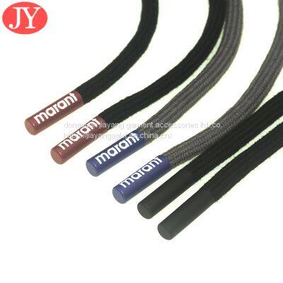 Custom Printing Logo Metal Shoelace Aglet Round Cotton Rope With Flat Metal Shoe Lace Cord Ends photo-2
