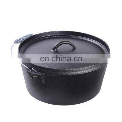 9 QT Dutch Oven Cast Iron Pot Outdoor Camp Cooking Camping Campfire Cookware photo-5