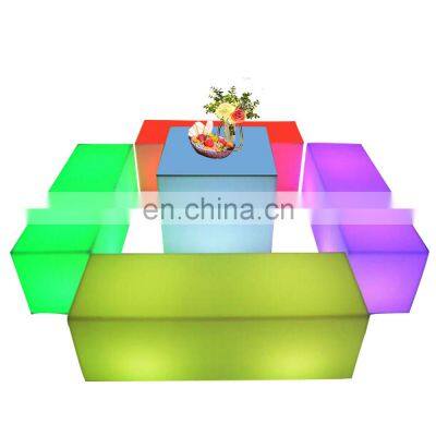 outdoor wedding event party bench garden patio illuminated led light furniture cube seat chair lighting