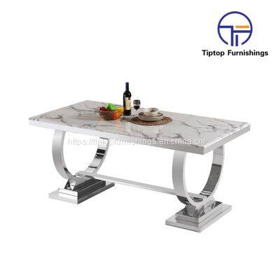 Tiptop Marble Top Stainless Steel Dining Table