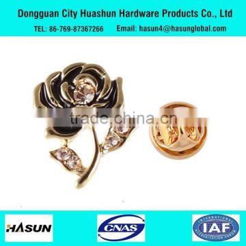 Cheap price flower rose shape rhinestone crystal brooch