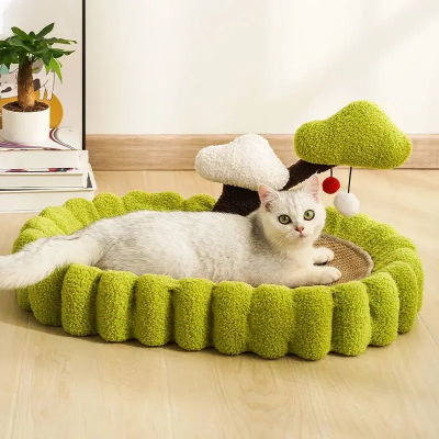 Meow Love Environmental Protection Tree Wear Resistant Shafting Green Sisal Cat Scratching Board Scratching Pad Cat Nest photo-4