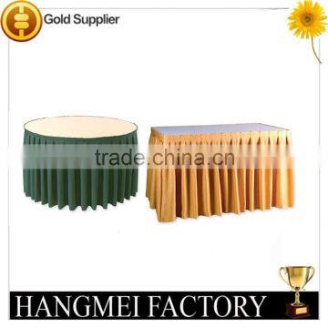 100% Polyester Pleated Meeting or Banquet used Plain Fabric Wholesale Table Skirt