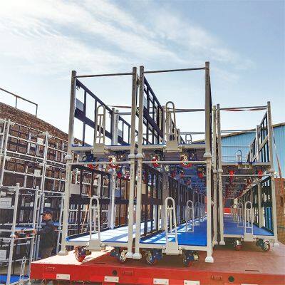 Heavy-Duty Industrial Profile Stacking Cart, Galvanized Steel Rolling Trolley for Aluminum Extrusion Transport