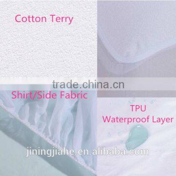 Terry(80%Cotton, 20% Polyester) +TPU Film mattress cover with good quality