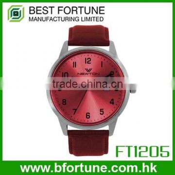 FT1205 Stainless steel case Sunshine dial 3 hands quartz Simple Genuine Leather watch