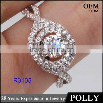 Latest Beauty Design Diamond Ring Flower Shape 925 Silver cz Ring