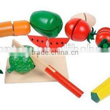 Children wooden cutting fruits and vegetables toys