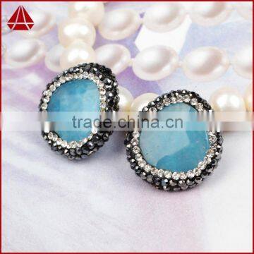 Natural Aquamarine Stone Beads With Ziron Micro Side Faceted Beads Inlaid Pave With Opal & Black Spinel Zircon photo-5