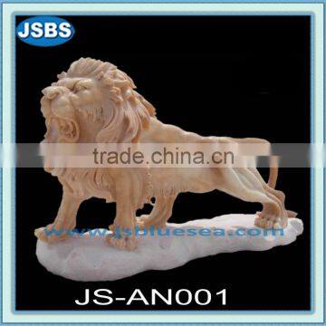 outdoor hand polishing life-size marble lion statues