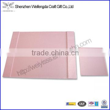 Pink Leather Convenient Desk Pad built-in mouse pad with smooth writing surface