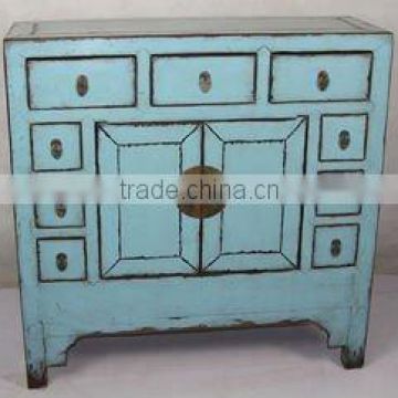 Chinese Antique Blue Shanxi Cabinet with Drawers