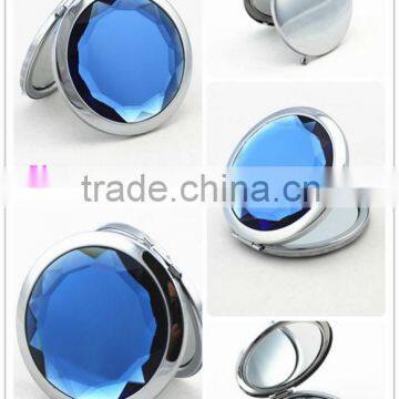 Fahion blue crystal pocket mirror cosmetic mirror compact mirror