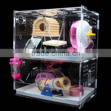 Transparent acrylic hamster rats kittens playhouse cat houses condos cage villa swing seesaw wooden toys                        
                                                Quality Choice