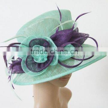 Elegant ladies sinamay hat trimming with sinamay flowers and feathers