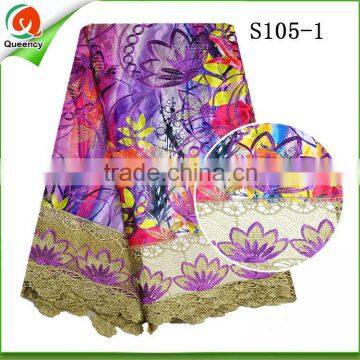 indian saree fabric high quality satin silk fabric with embroidery cord lace