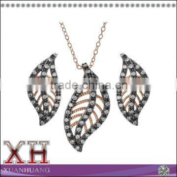 Antique Leaf Shape Zircon Sterling Silver Jewelry Set New Model