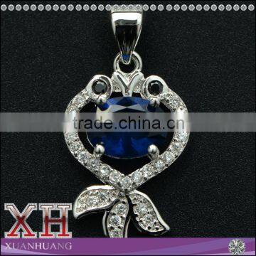 Custom Design Jewelry 925 Sterling Silver Blue Spphire Fish Pendant