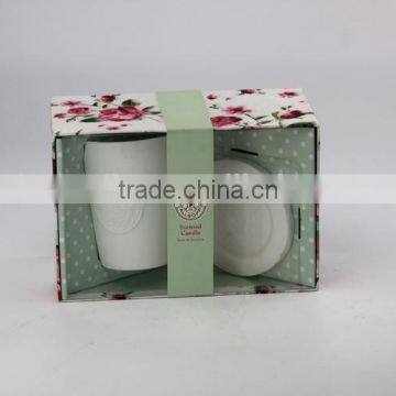 Ivory white ceramic jars candle with lid & own design