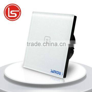 1Crystal Glass Panel Switches Wall Switch EU Touch Switch Screen Wall Lighting Switch 1gang 1way 12v110~250V White for LED lamp