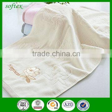 Manufacturer Wholesale 32s2 Cut Velvet Pile Towel Cotton Terry Towel With Artificial Embroidered Roses Plum Flowers photo-5