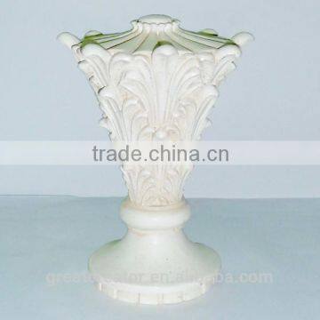 Decorative Leaf Large Finials With Matching White Wood Curtain Rod