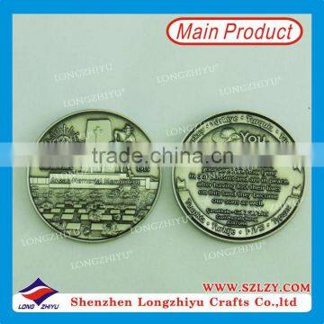 High quality zinc alloy 3D metal fashion coin replica medallion manufacturer,antique silver plated challenge antique coins maker