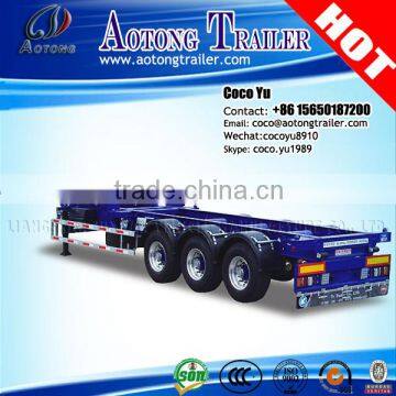 3 axles gooseneck flat frame air bag suspension 45feet semi trailer skeleton for sale