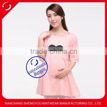 wholasale 100 cotton short sleeve pregnant women maternity t shirt