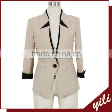 2015 Newest design one button blazer long sleeve woman office suit