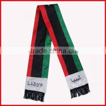 red black green scarf,advertising promotion Libya flag,130*14cm soccer scarf