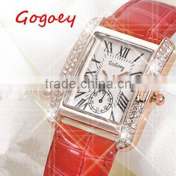 2016 Hot GoGoey New Fashion Leather Square Watch Diamond Ladies Watches women dress watch casual clock wrist watch