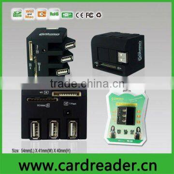 COMBO ( Multi card reader+ 3port USB HUB ) with USB bus-powered, no external power supply required