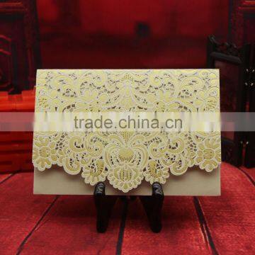 Made in China hot stamping Luxurious laser cut wedding invitations with high quality