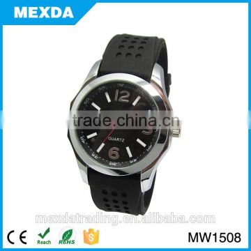 new style man quartz watch leather strap promotional silicone watch