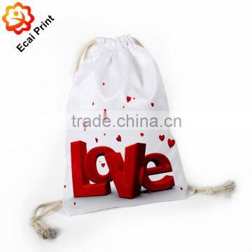 Fashion printable digital printing heat transfer printed drawstring travel bag