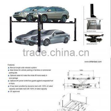 handle relese car auto parking lift four post parking lift single side