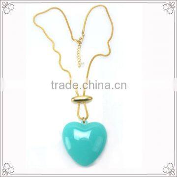 Green Heart Resin Stone Necklaces For Women