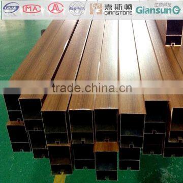 Fireproof A2 grade pvc veneer coated Aluminum square tube for suspended ceiling/wooden aluminium profile for curtain wall