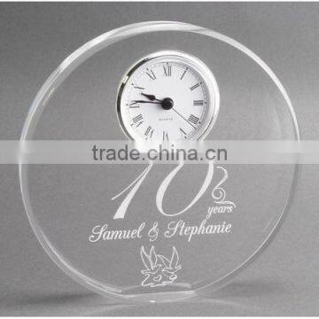 Wholesale personalized crystal round shape clock for wedding souvenir