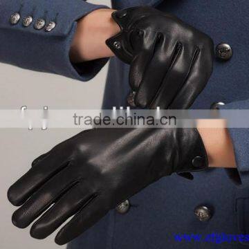 Man top grade fashion black leather gloves