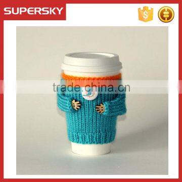 V-166 NBA cute coffe hand knitted sleeve cosy cup mug sweater/coffee sweater/cup accessory