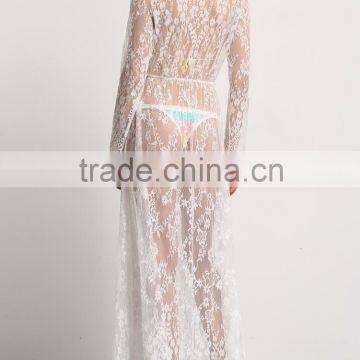 Wholesale Ladies Fashion Lace Dress See Through Long Cover up Beach Dress