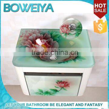 Tempered Glass Hand Wash Basin Wall Mounted Bar Countertop