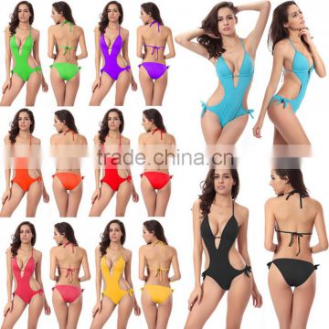 Sexy Women's One Piece Swimsuit V Neck Bikini Swimwear Bathing Bikini Jumpsuit                        
                                                Quality Choice