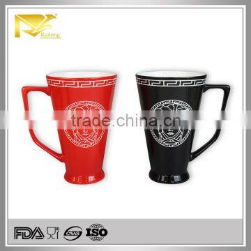 Drinkware gold rim glazed 20oz embossed mug, ceramic mug factory, a mug