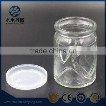 200ml Heart Shaped Glass Pudding Bottle Milk Bottle With Plastic Lid photo-5