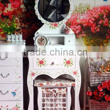 Solid wood dressing table with stool and mirror for UK and Europe market