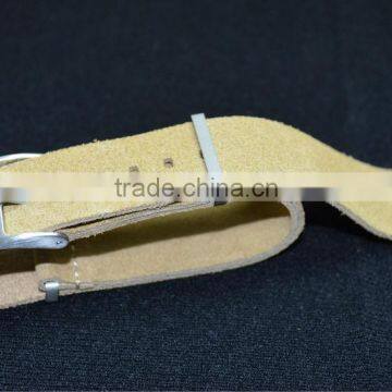 2016 20mm beige color with two rings one piece band twist band nato strap leather watch strap