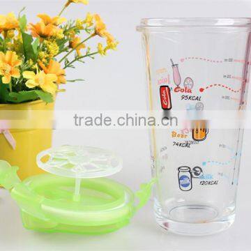 2015 China New Design Elegant Customize Tempered Glass Drinking Bottle With Multiple Cover Decal Scale photo-2